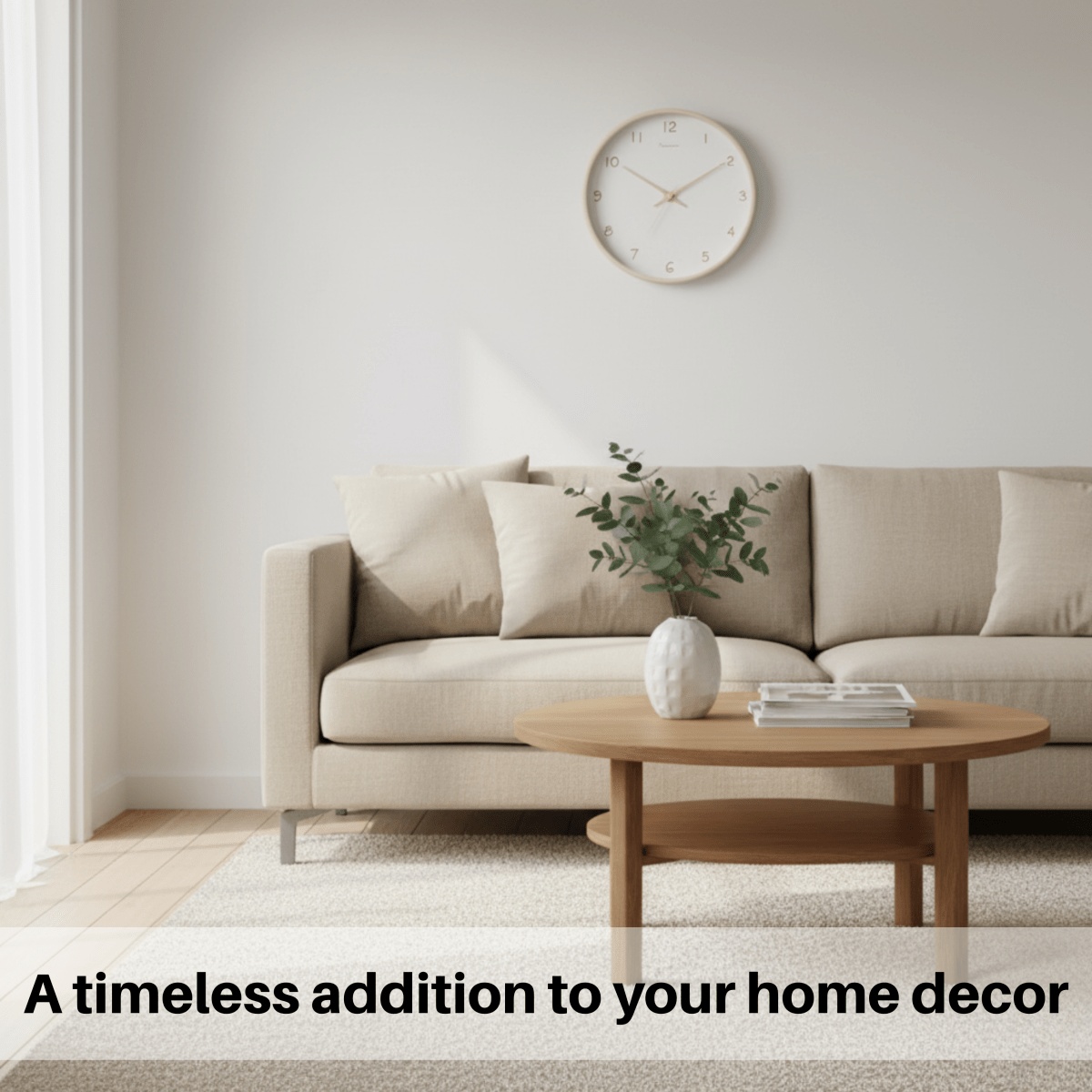 Serenewood Wooden Wall Clock — Quiet, Battery Operated