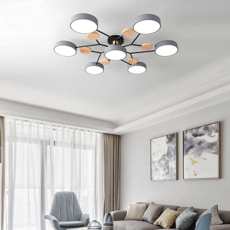 Arisha Ceiling Light, Wood Round for Living Room | ventumra