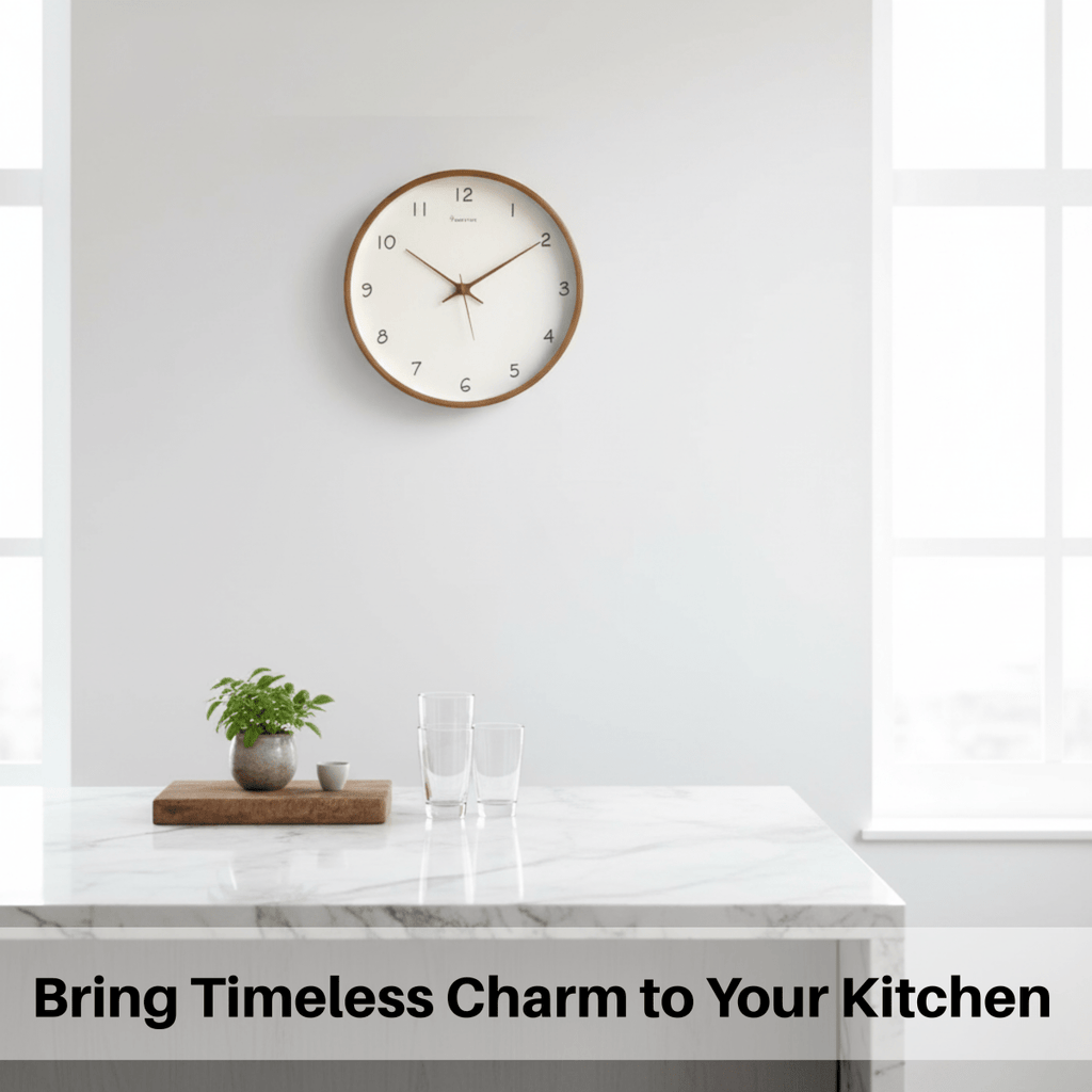 Serenewood Wooden Wall Clock — Quiet, Battery Operated