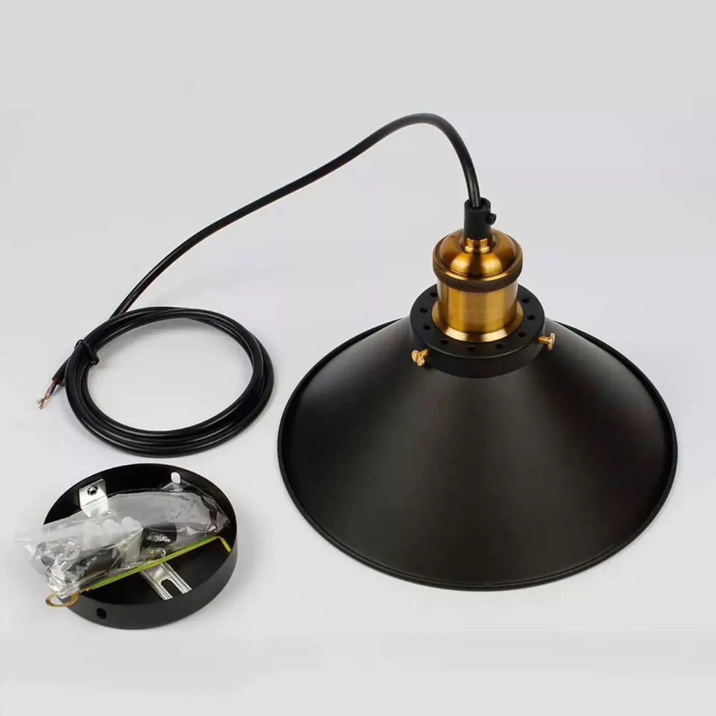Elora Brass Cone Pendant Light in Vintage Industrial Style