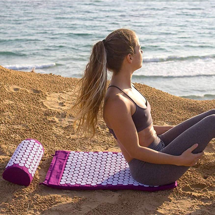 CalmFlow Acupressure Yoga Mat and Cushion Set — High-Density Contoured Node Design