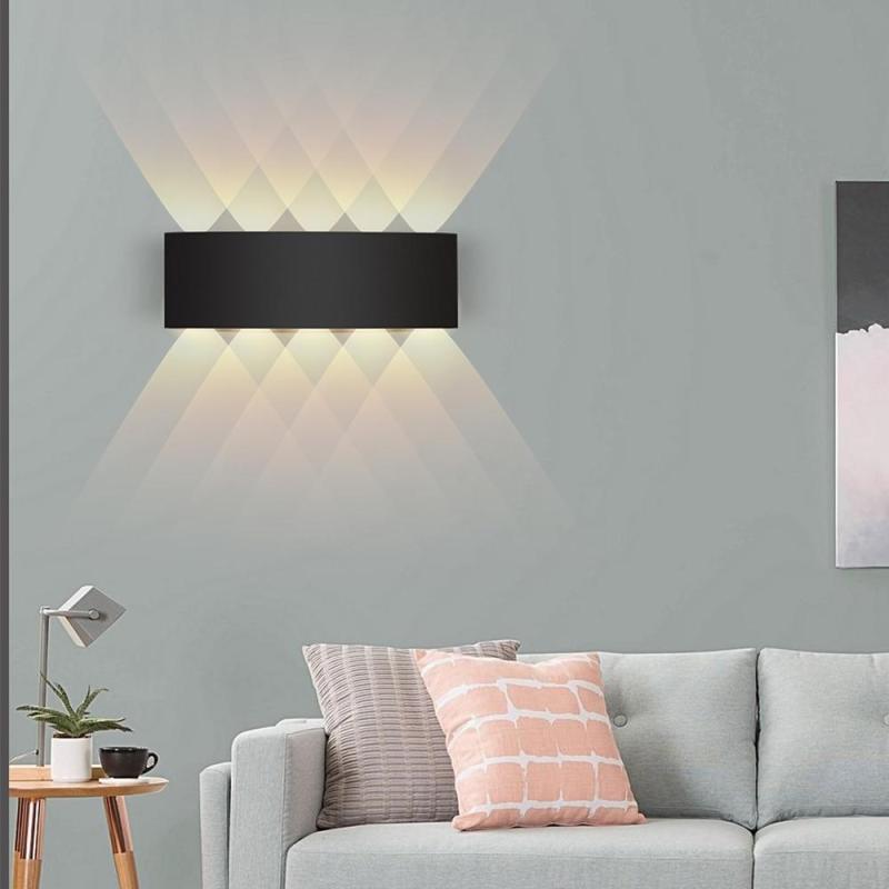 Tronix Modern Rectangular Metal Outdoor Wall Lamp, Black/White, Water-wave | ventumra