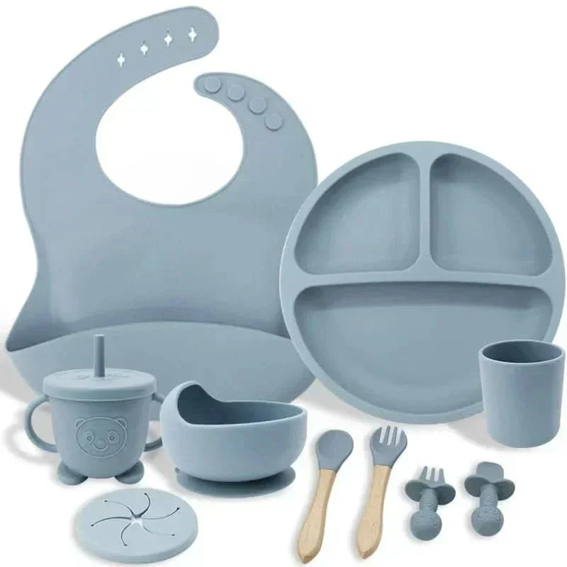 Ensemble repas pour bébé BrightNest — Vaisselle sans BPA adaptée aux enfants, prises antidérapantes intégrées sur le dessous