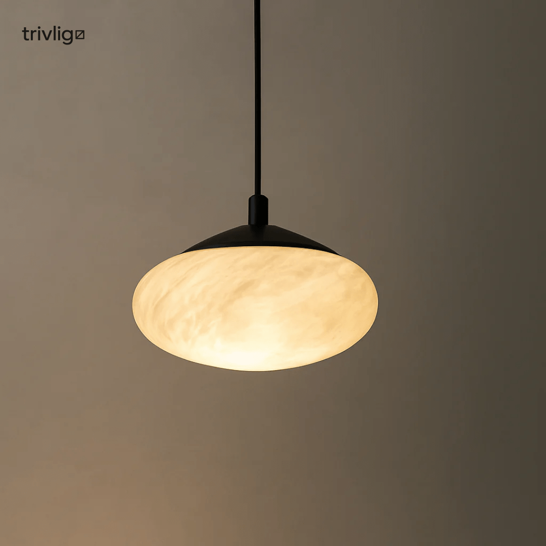 Velora Mini Mushroom Pendant Lamp With Alabaster Look