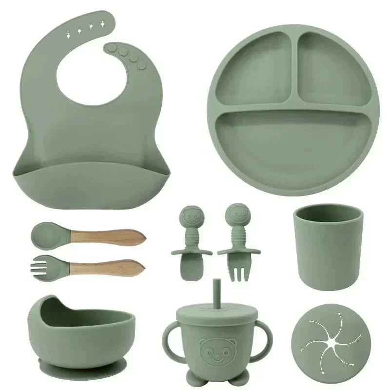 Ensemble repas pour bébé BrightNest — Vaisselle sans BPA adaptée aux enfants, prises antidérapantes intégrées sur le dessous