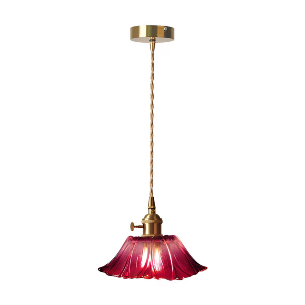 Lunara Lotus Glass Pendant Lamp For Dining Table Warm Light