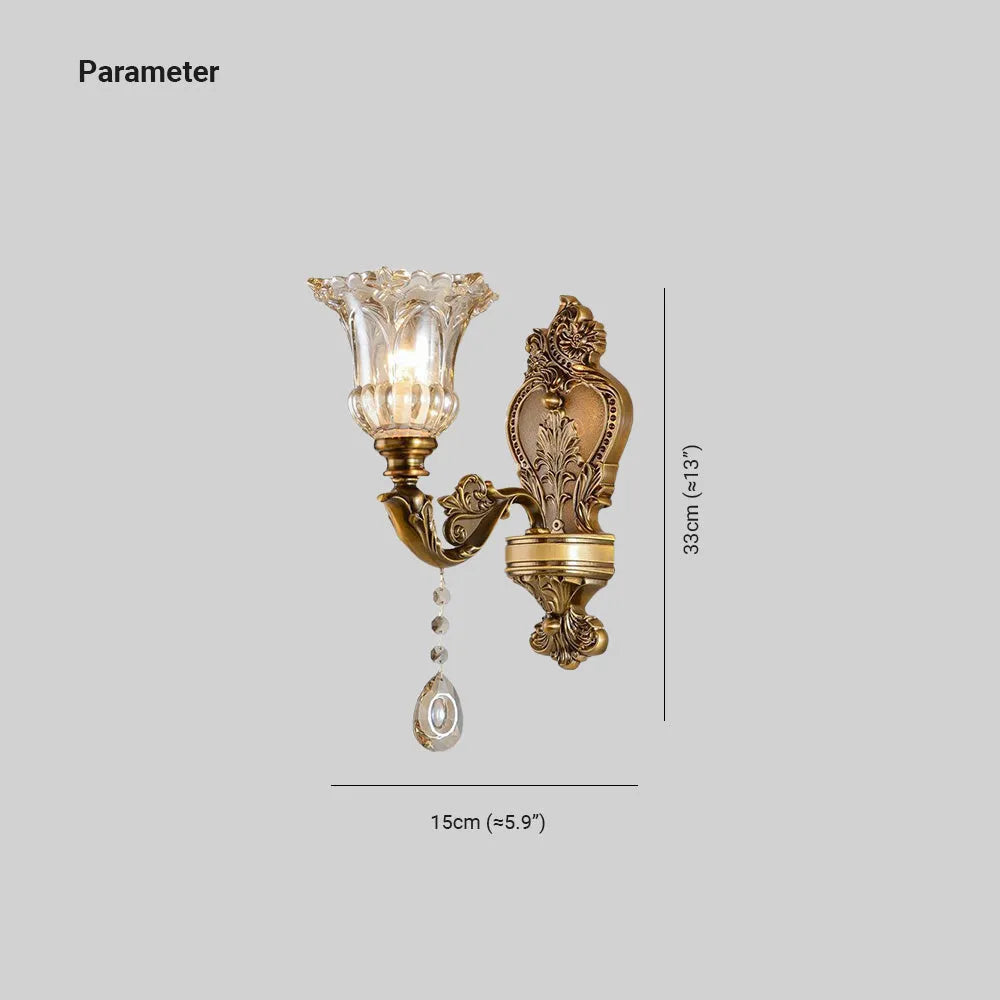 Ramiq Vintage Flor Metal/Glass Wall lamp, Gold | ventumra
