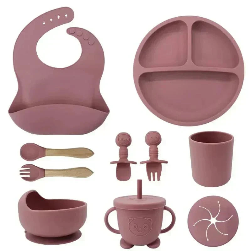 Ensemble repas pour bébé BrightNest — Vaisselle sans BPA adaptée aux enfants, prises antidérapantes intégrées sur le dessous