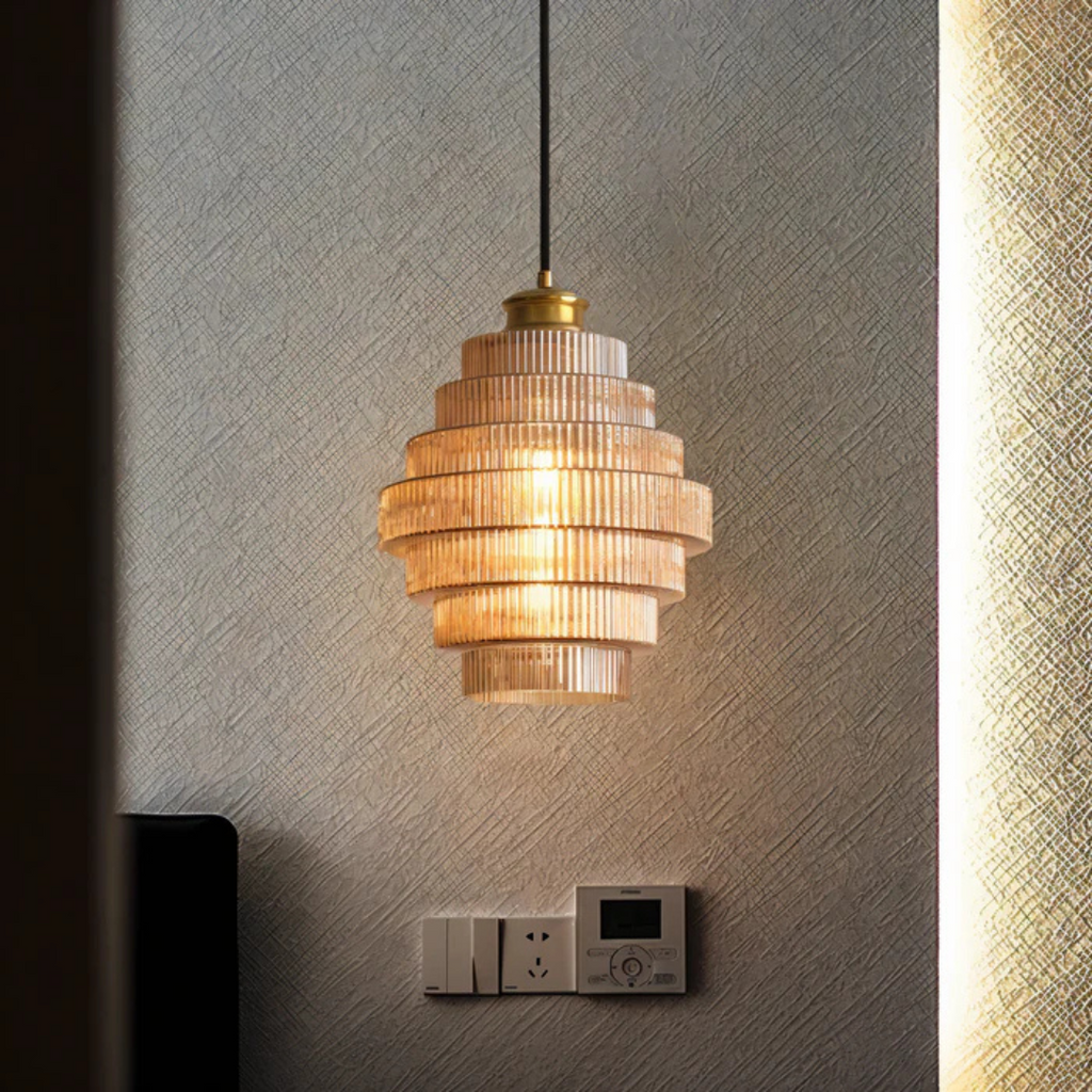 Aurelia Vintage Glass Pendant Light With Brass Accent