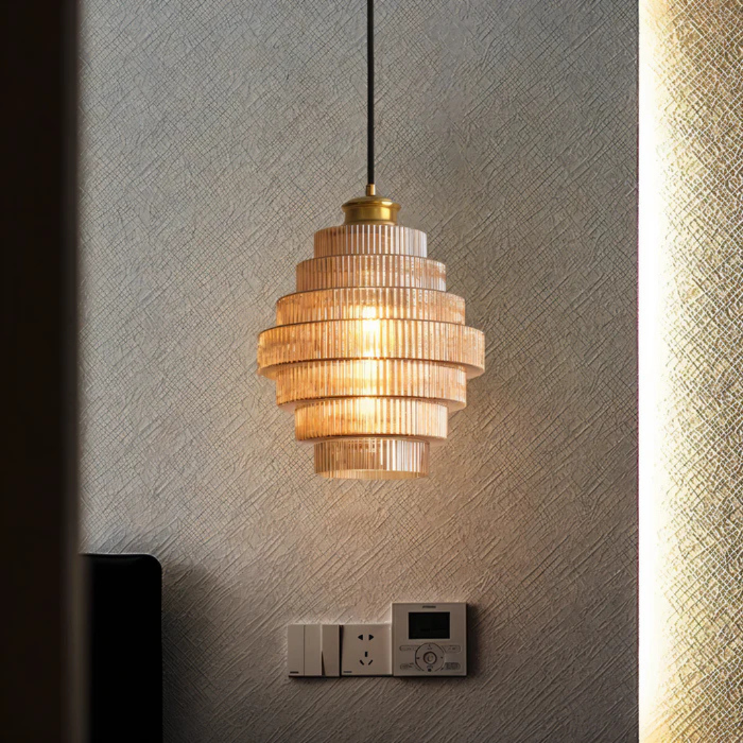 Aurelia Vintage Glass Pendant Light With Brass Accent