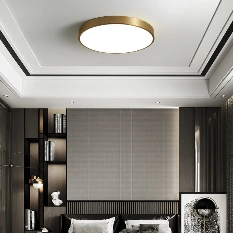Arisha Nordic LED Gold Round Ceiling Light, Metal & | ventumra