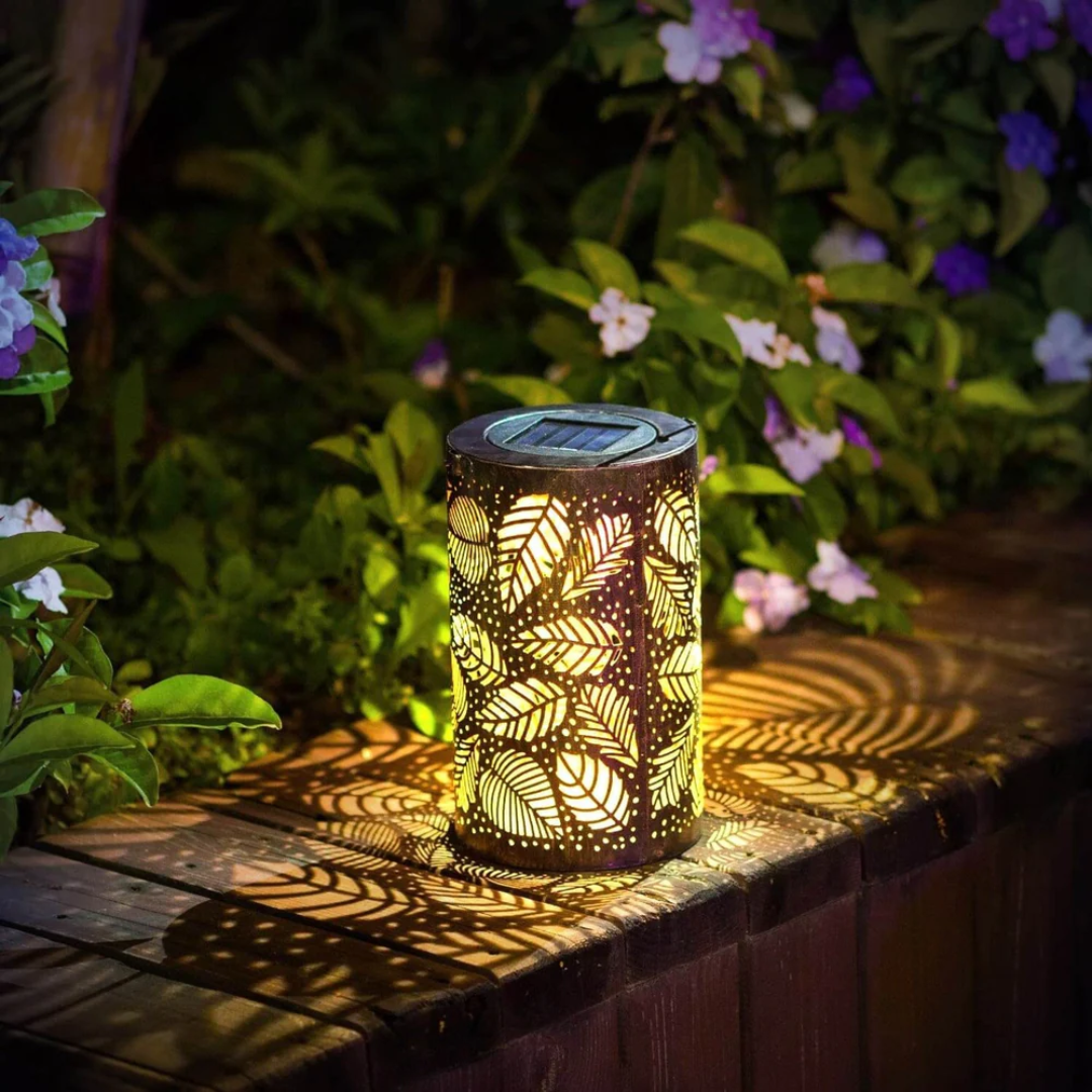 Aurelle Leaf Motif Solar Outdoor Lamp For Garden Lighting