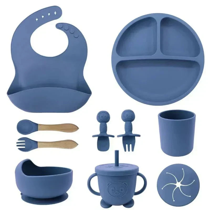 Ensemble repas pour bébé BrightNest — Vaisselle sans BPA adaptée aux enfants, prises antidérapantes intégrées sur le dessous