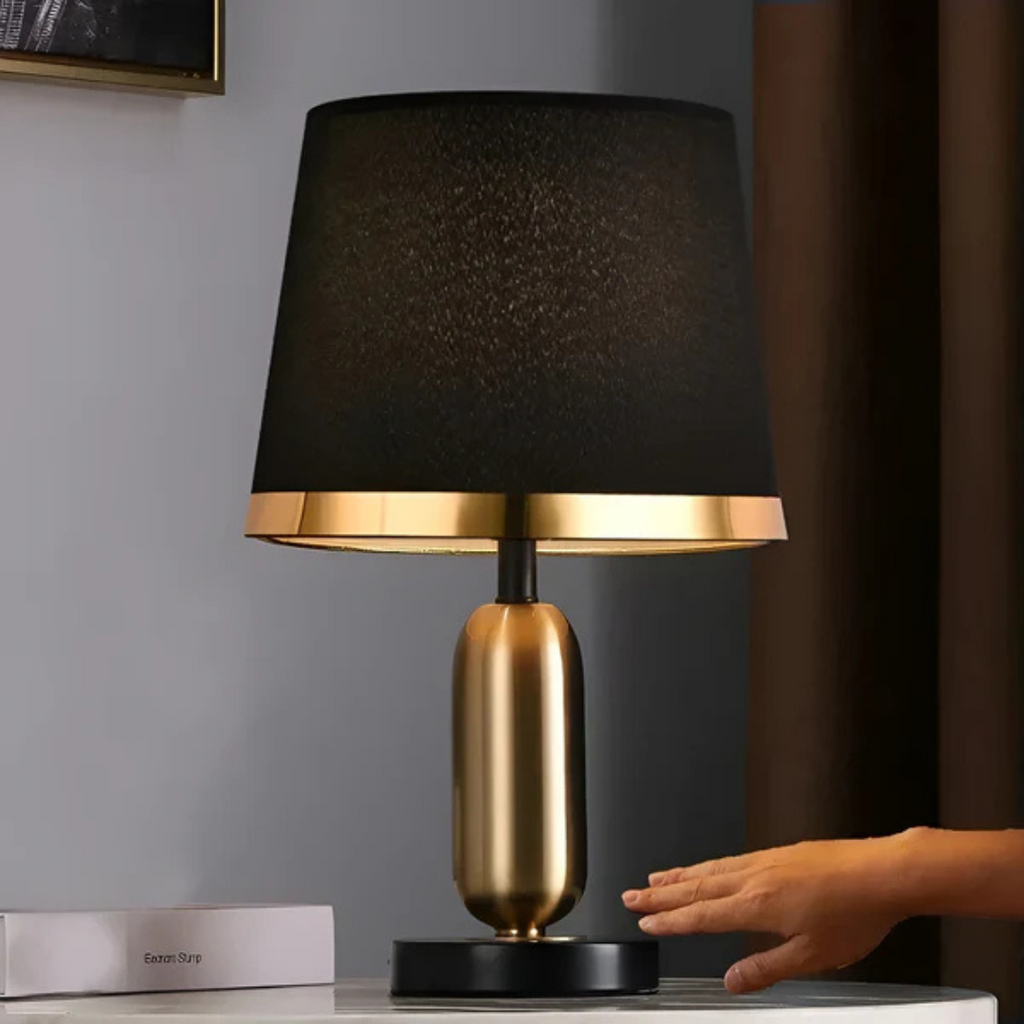 Merrow Modern Black Fabric Shade Table Lamp For Bedside Use