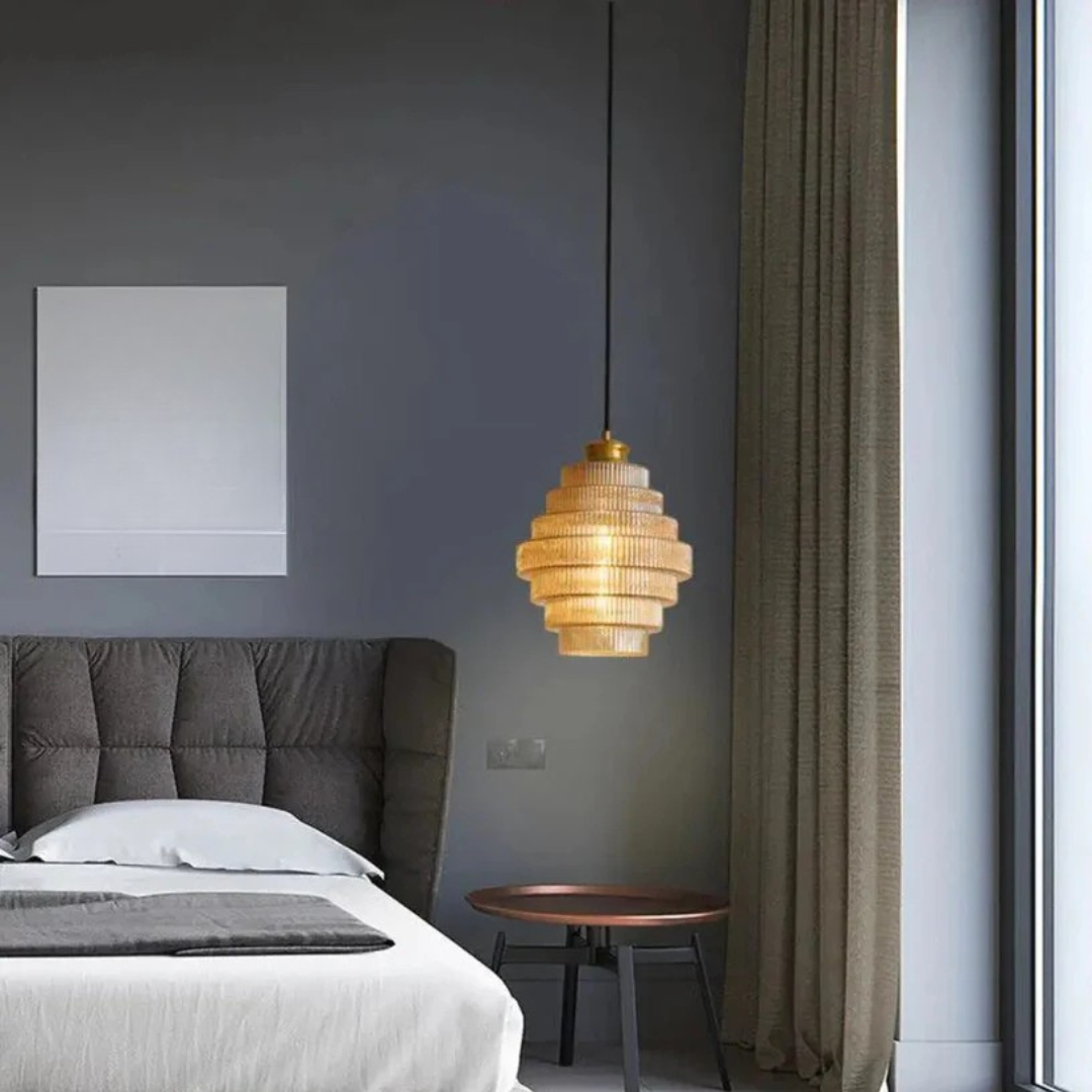 Aurelia Vintage Glass Pendant Light With Brass Accent