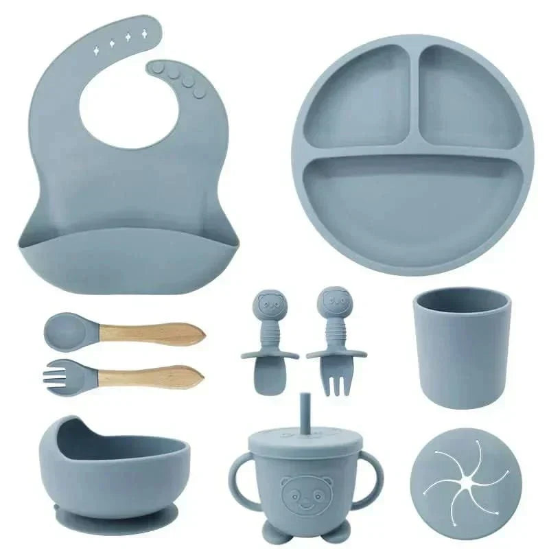 Ensemble repas pour bébé BrightNest — Vaisselle sans BPA adaptée aux enfants, prises antidérapantes intégrées sur le dessous