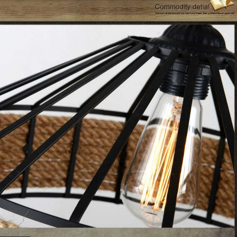 Epoch Retro Rope Metal Pendant Light, Black | ventumra