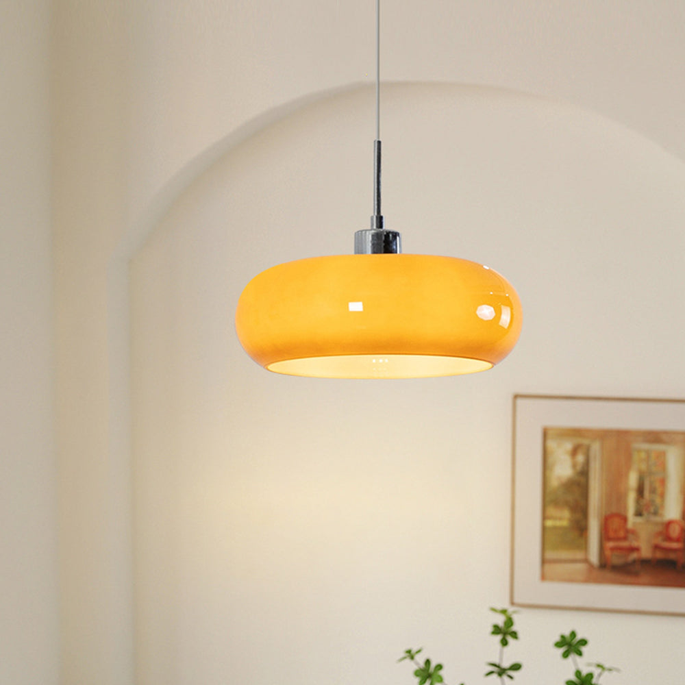 Novae Bread-Shape Glass Pendant Light in Orange and White