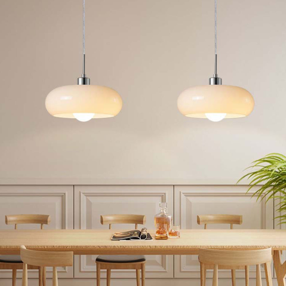 Novae Bread-Shape Glass Pendant Light in Orange and White
