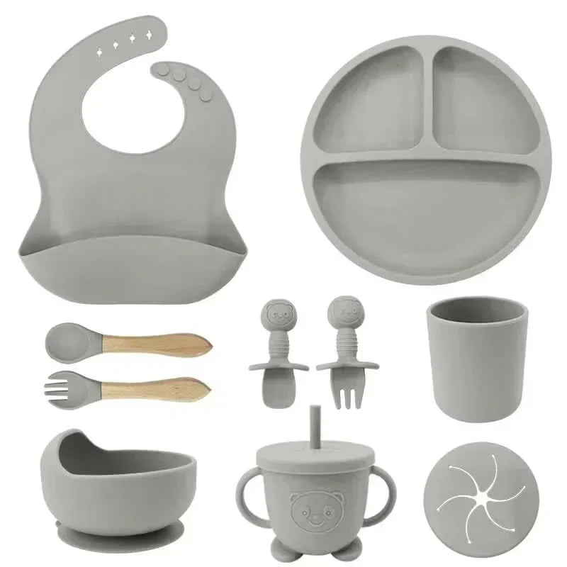 Ensemble repas pour bébé BrightNest — Vaisselle sans BPA adaptée aux enfants, prises antidérapantes intégrées sur le dessous