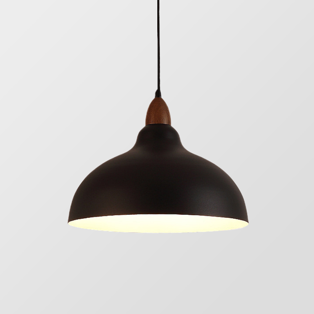 Sylvara Nordic Wood and White Metal Pendant Light Fixture