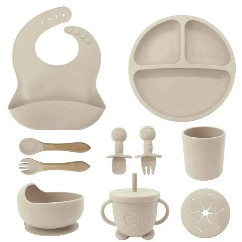 Ensemble repas pour bébé BrightNest — Vaisselle sans BPA adaptée aux enfants, prises antidérapantes intégrées sur le dessous