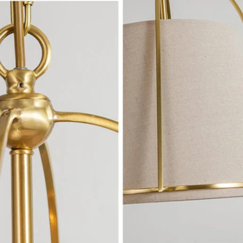 Elara Contemporary Fabric Pendant Light with Brass Frame