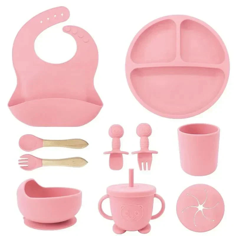 Ensemble repas pour bébé BrightNest — Vaisselle sans BPA adaptée aux enfants, prises antidérapantes intégrées sur le dessous