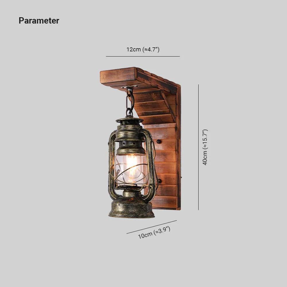 Lyros Lantern Vintage Wooden Rustic Wall Lamp | ventumra