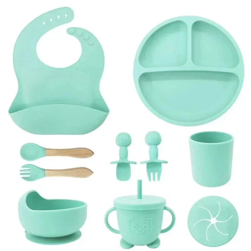 Ensemble repas pour bébé BrightNest — Vaisselle sans BPA adaptée aux enfants, prises antidérapantes intégrées sur le dessous