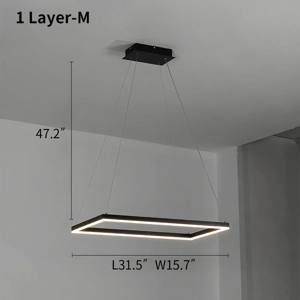 Modern Black Tiered Rectangular Chandelier For Contemporary Interiors | Ventumra