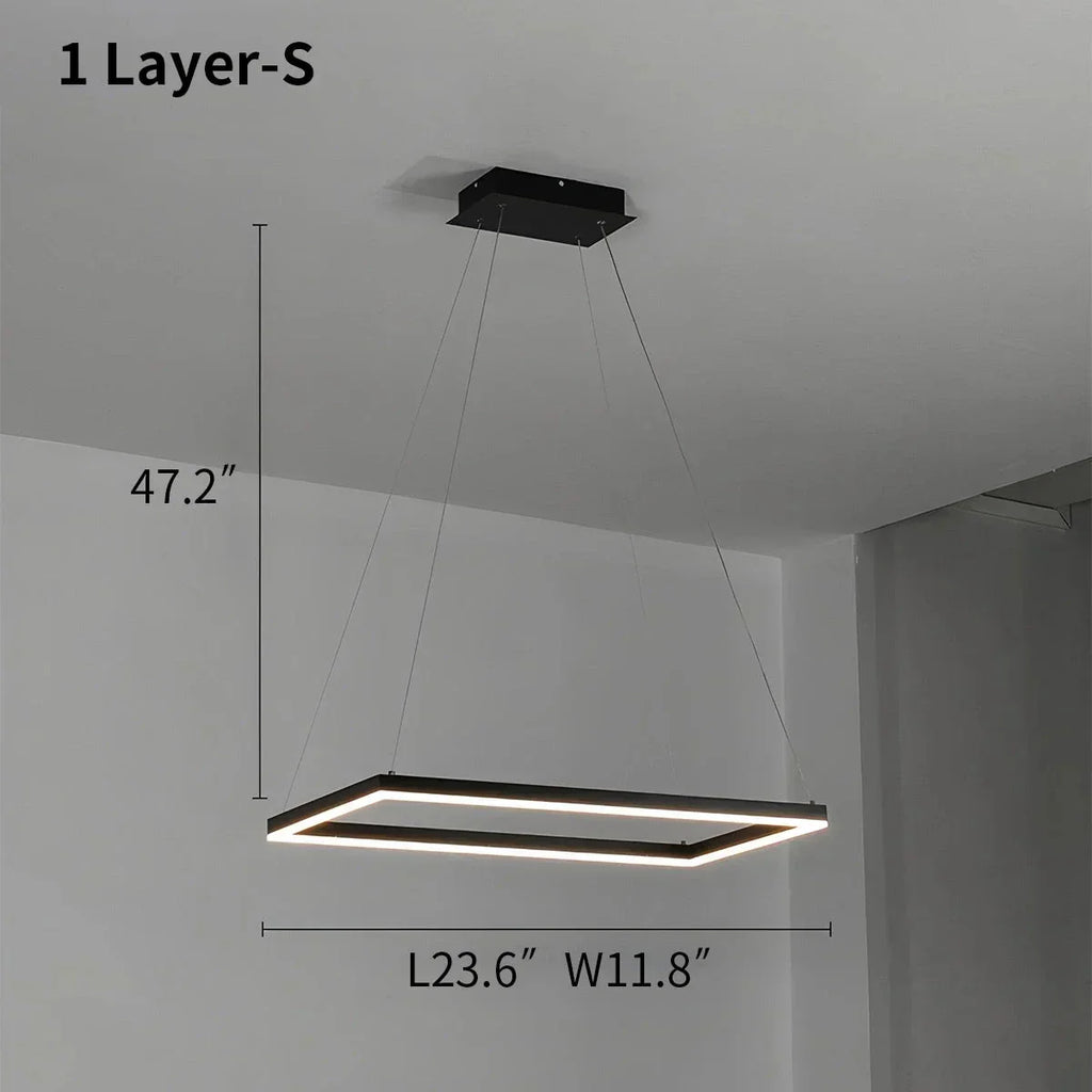 Modern Black Tiered Rectangular Chandelier For Contemporary Interiors | Ventumra