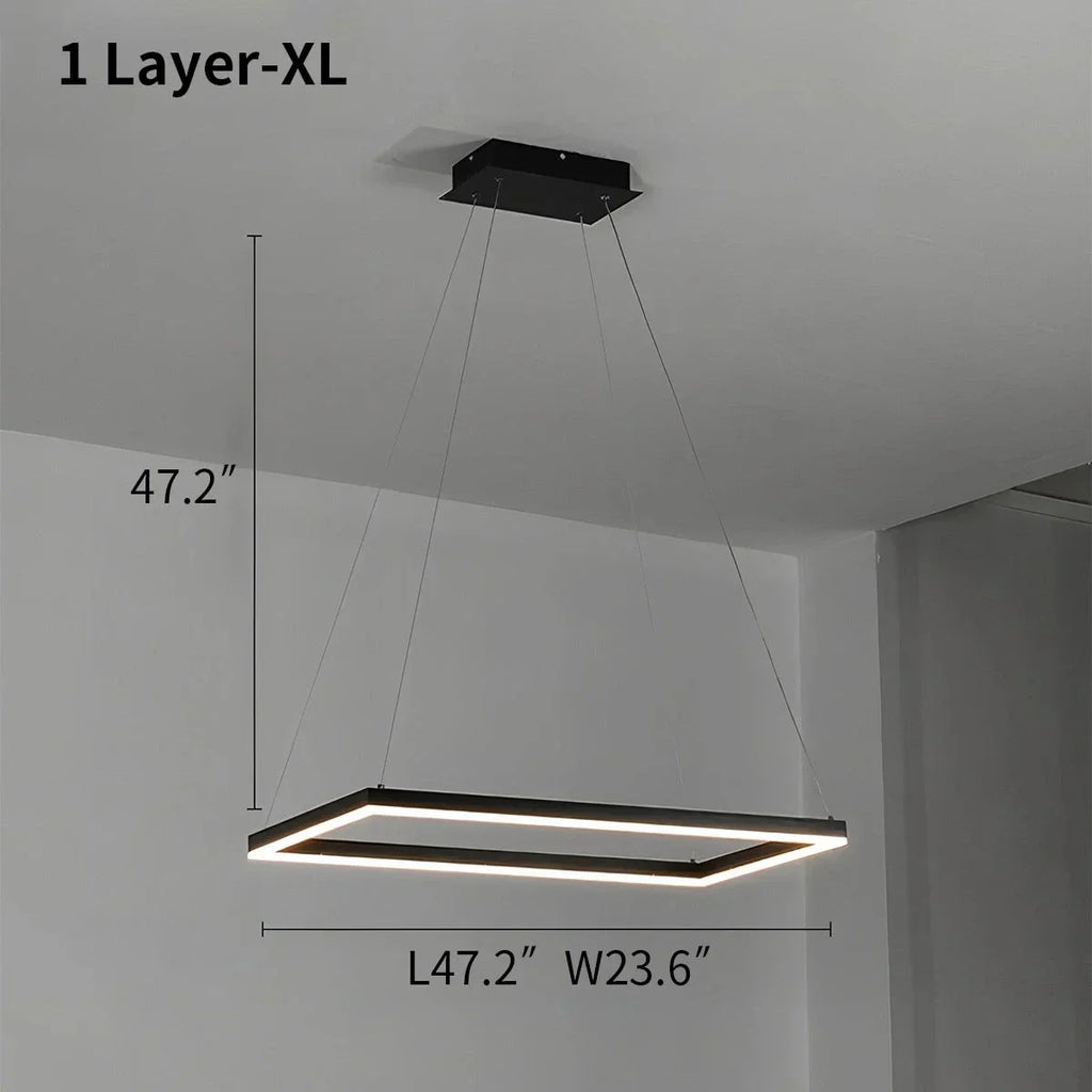 Modern Black Tiered Rectangular Chandelier For Contemporary Interiors | Ventumra