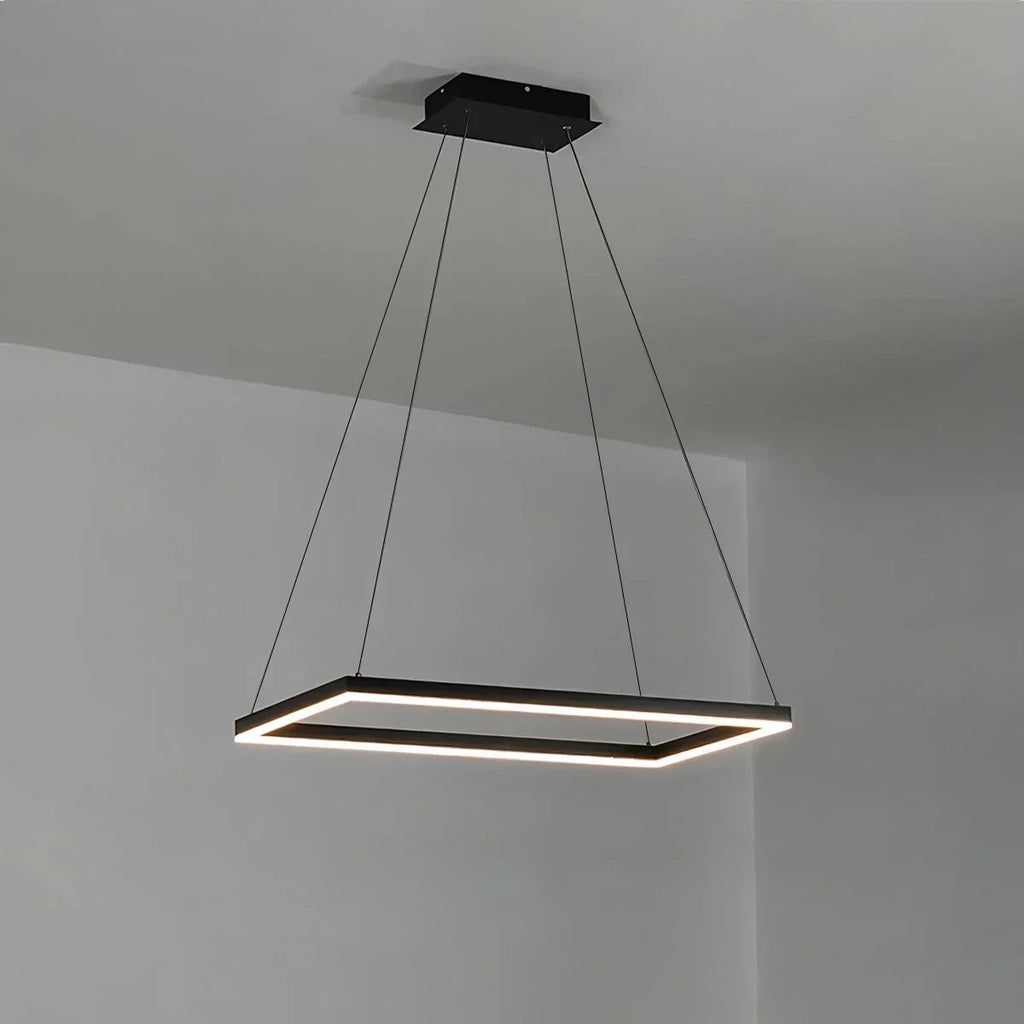 Modern Black Tiered Rectangular Chandelier For Contemporary Interiors | Ventumra