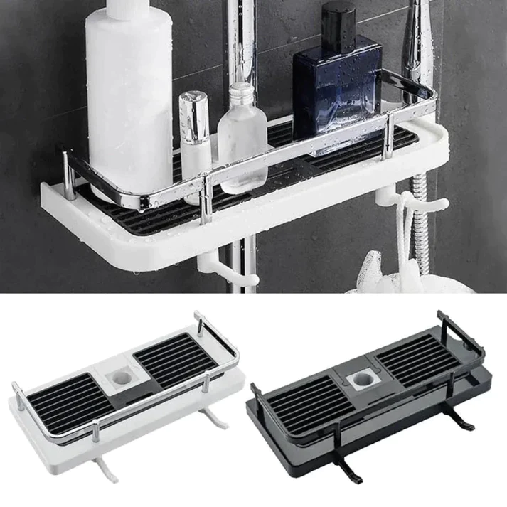 AquaSpace veggmontert dusjorganisator — oppbevaring uten boring