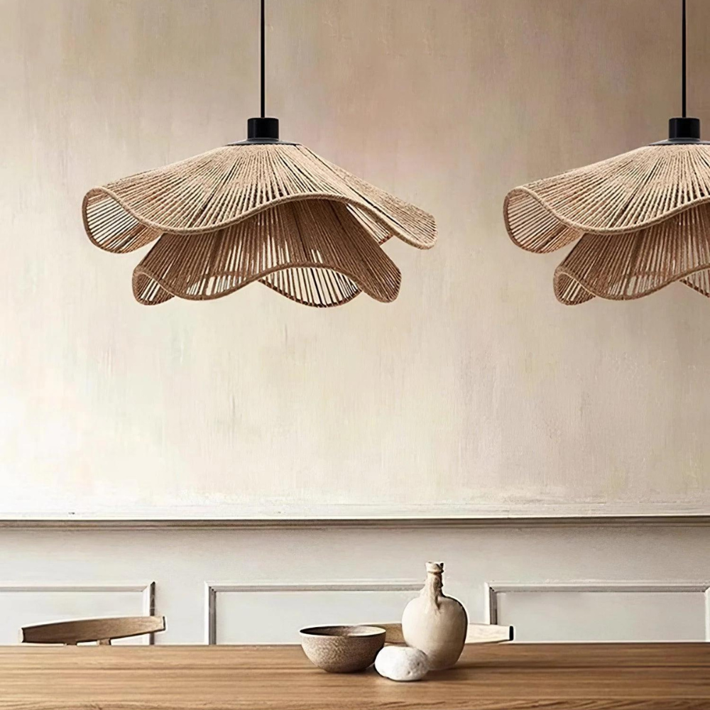 Solari Cove Jute Pendant Light for Boho Rustic Decor