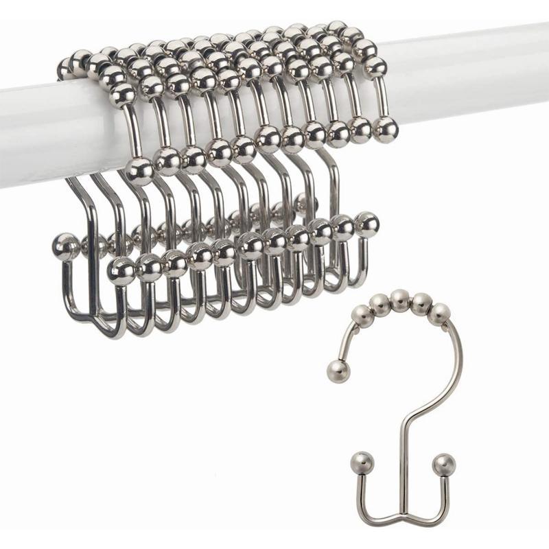 AquaGlide Stainless Steel Shower Hooks, 12-Pack — Ball Bearing