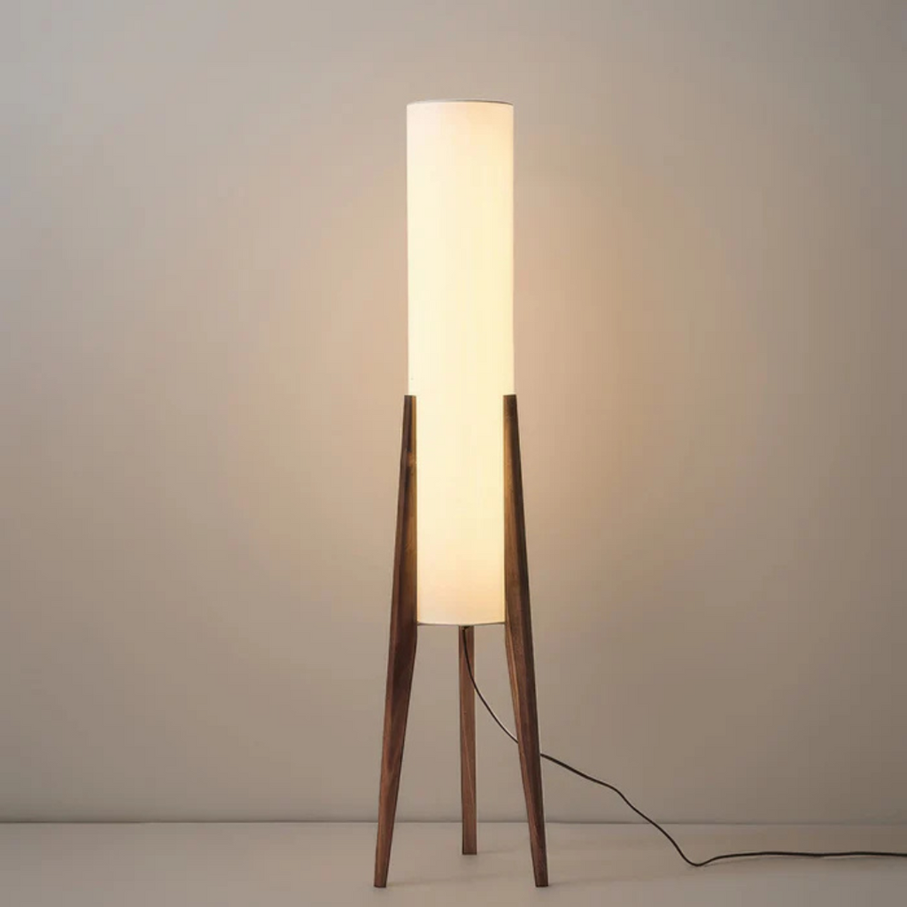 Brinwood Wooden Floor Lamp For Living Room, Natural Tone