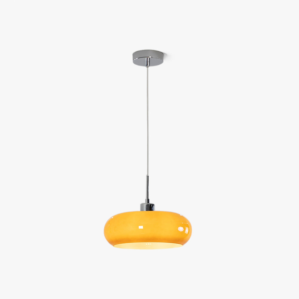 Novae Bread-Shape Glass Pendant Light in Orange and White