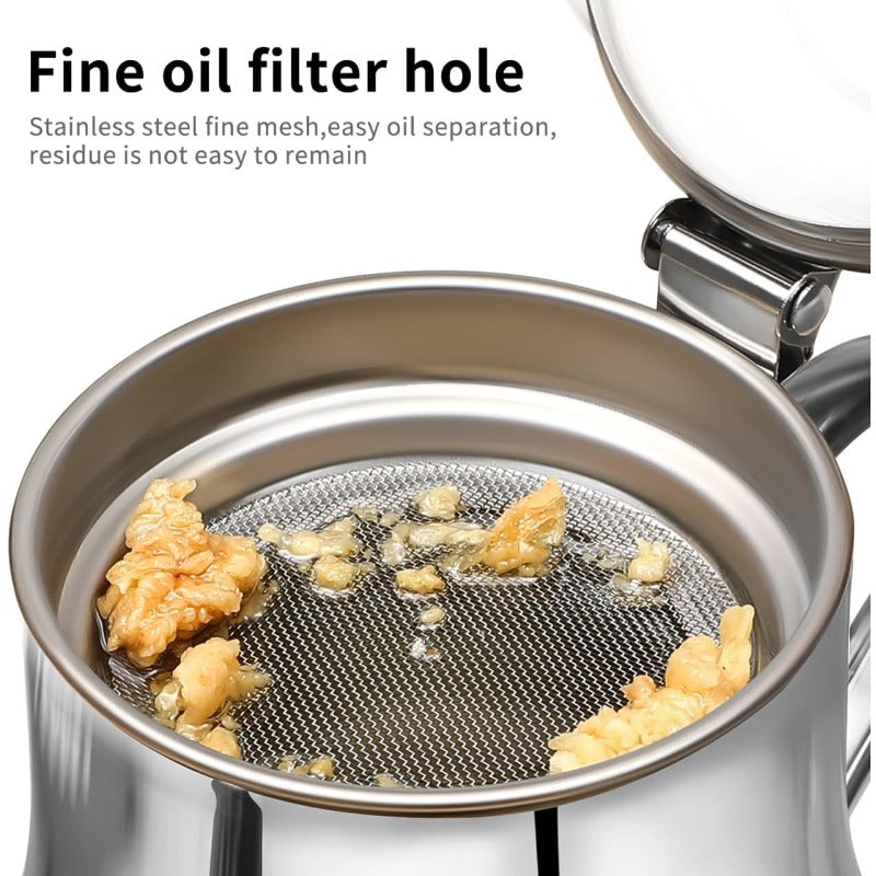 Stainless Steel Kitchen Oil Collection Pot — Heat-Resistant