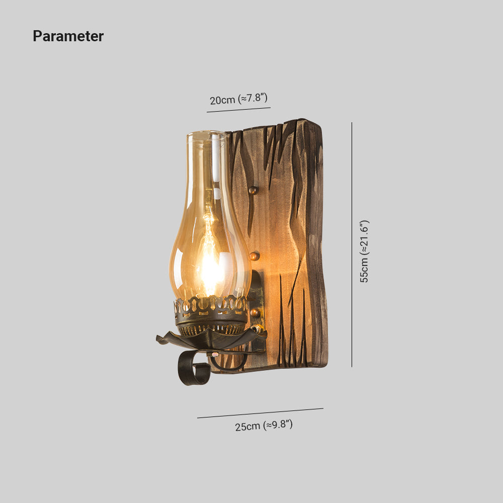 Epoch Wall Lamp Vintage Candle Wooden Glass, Bedroom | ventumra
