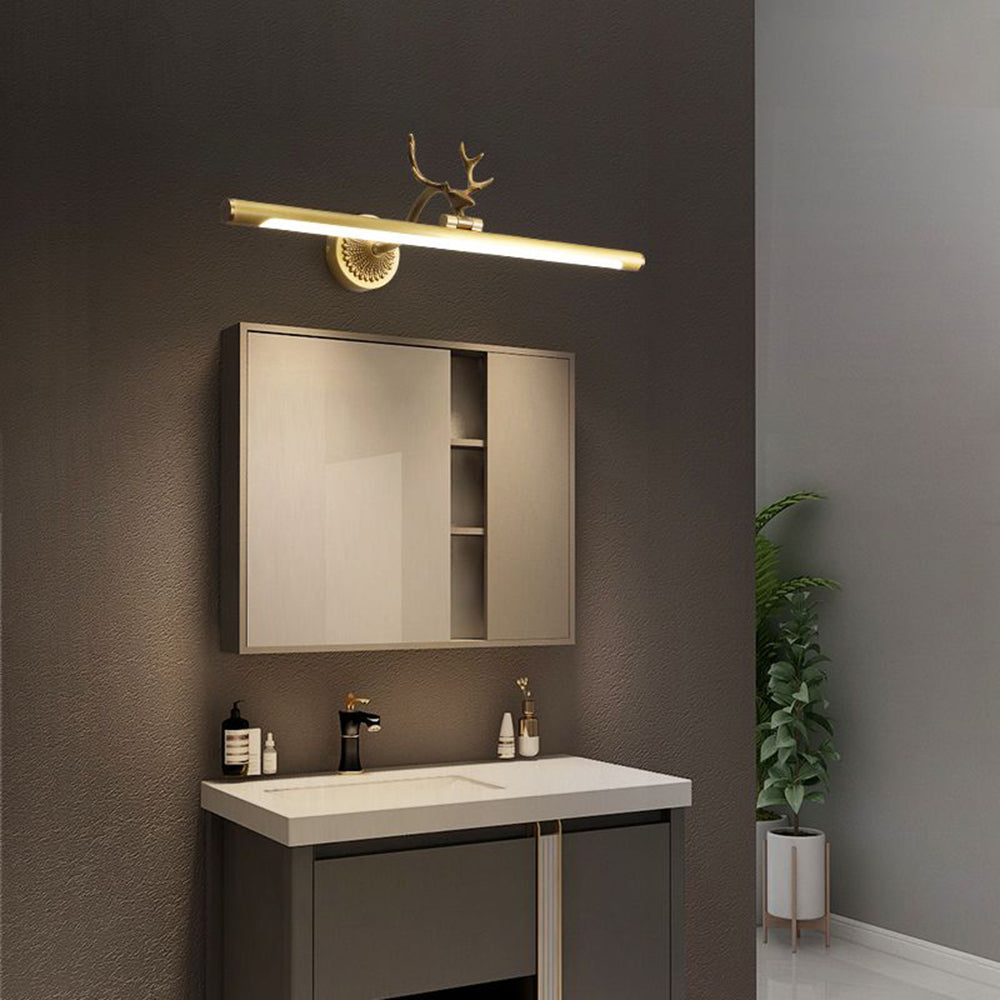 Arisha Modern Staghorn Shaped Vanity Mirror Front Wall Lamp, Black/Brass | ventumra
