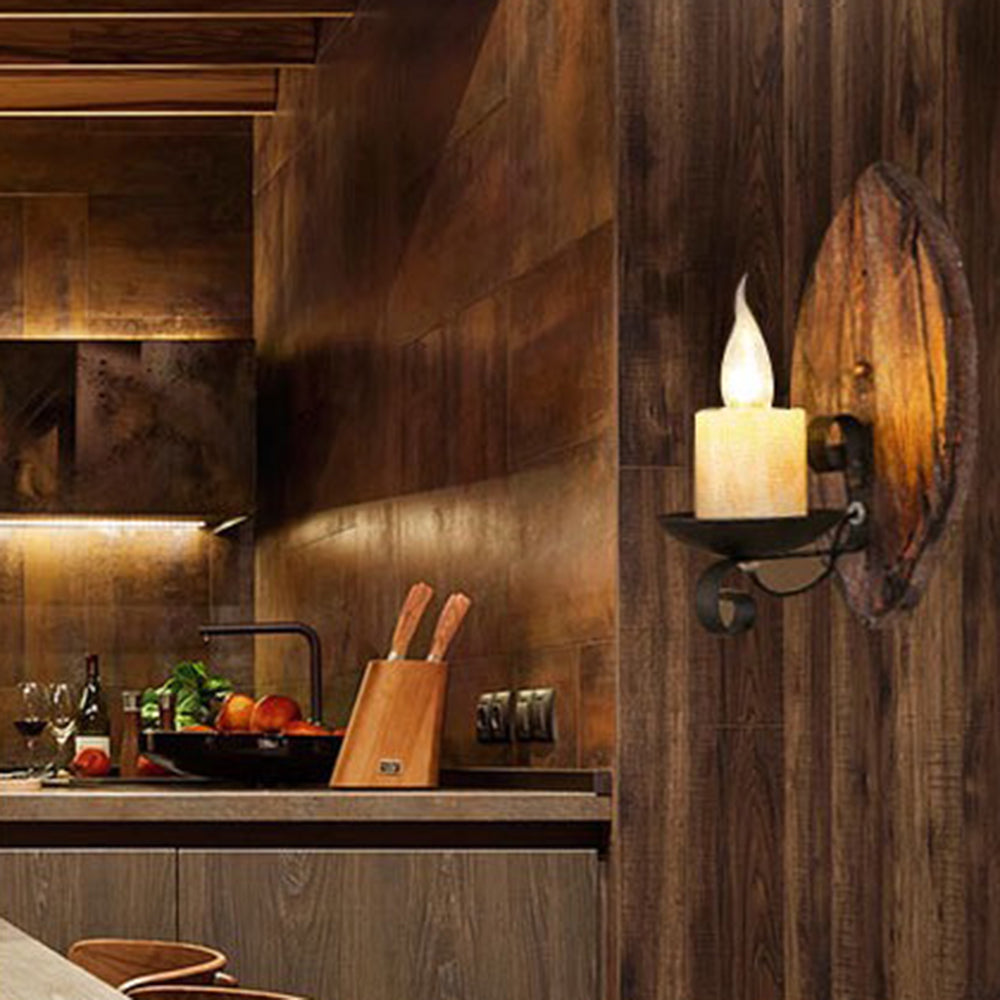 Epoch Vintage Leaf Shape Wood Metal Wall Lamp | ventumra