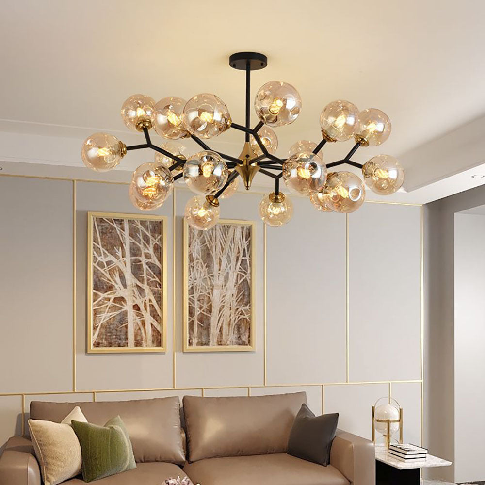 Valentina Art Deco Glass Bubble Chandelier, Amber | ventumra