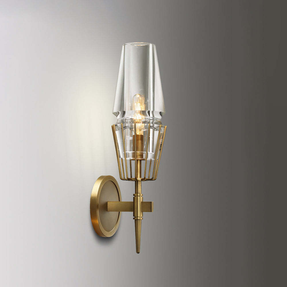 Arisha Vintage Lantern Glass Wall Lamp, Gold | ventumra