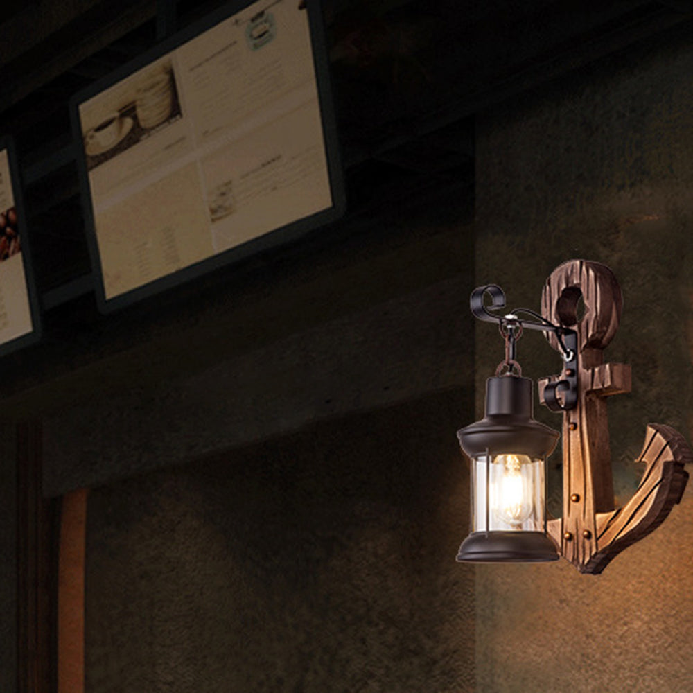 Epoch Anchor Lantern Wall Lamp, Vintage/Antique, Wood, Bedroom | ventumra
