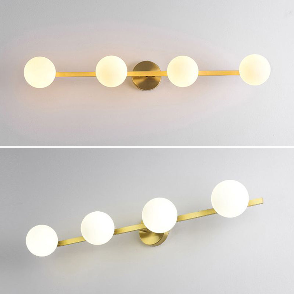 Valentina Retro Globe Linear Metal/Glass Wall Lamp, Gold, Bathroom | ventumra