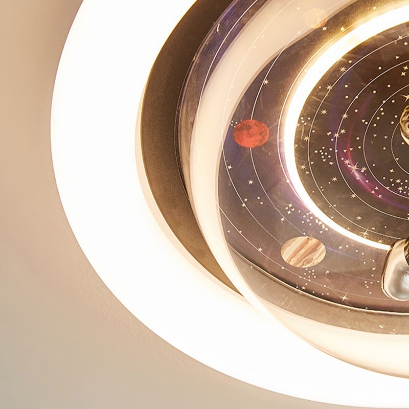 Aria Cosmic Astronaut & Galaxy Motif Flush Mount Ceiling Light | ventumra