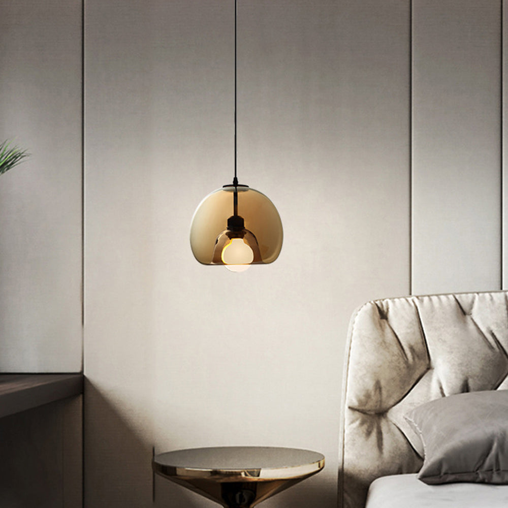 June Globe Glass Pendant Light, Amber/Smoky Grey | ventumra
