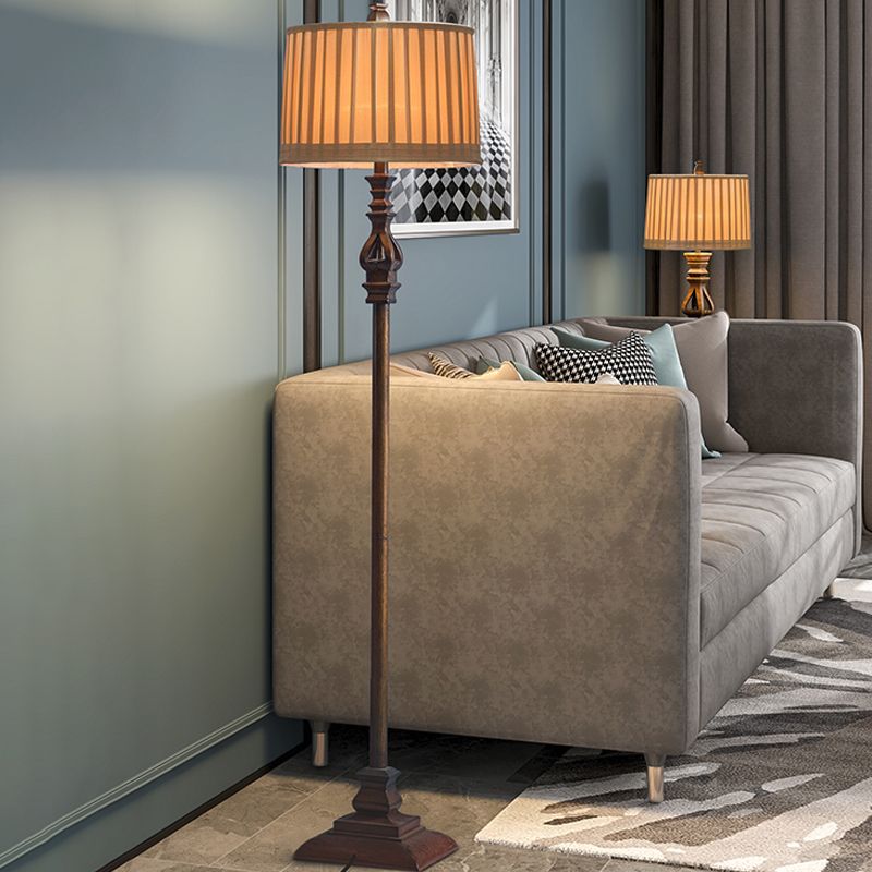 Eryn Vintage Resin/Fabric Standing Floor Lamp, Brown | ventumra
